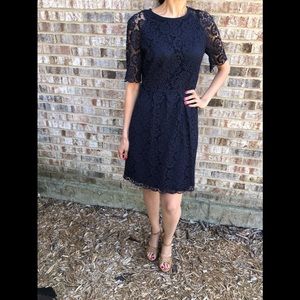 Madewell navy eyelet lace dress knee length size 6